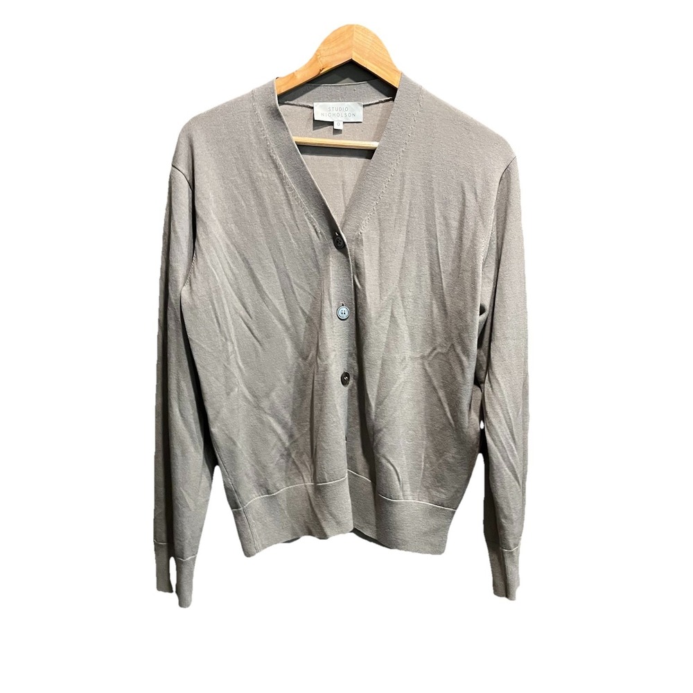 Studio Nicholson Cement Gray Superfine Merino‎ Viscose Cardigan Sweater Size 0
